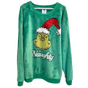 🎄 The Grinch Naughty Graphic Print fleece Sweatshirt size-XL
